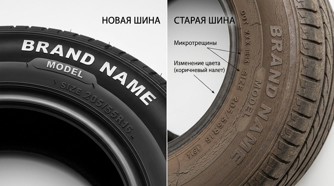 признаки старения резины на боковине автомобильной шины