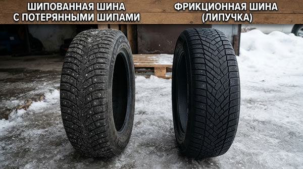 различие между шипованной резиной и липучкой